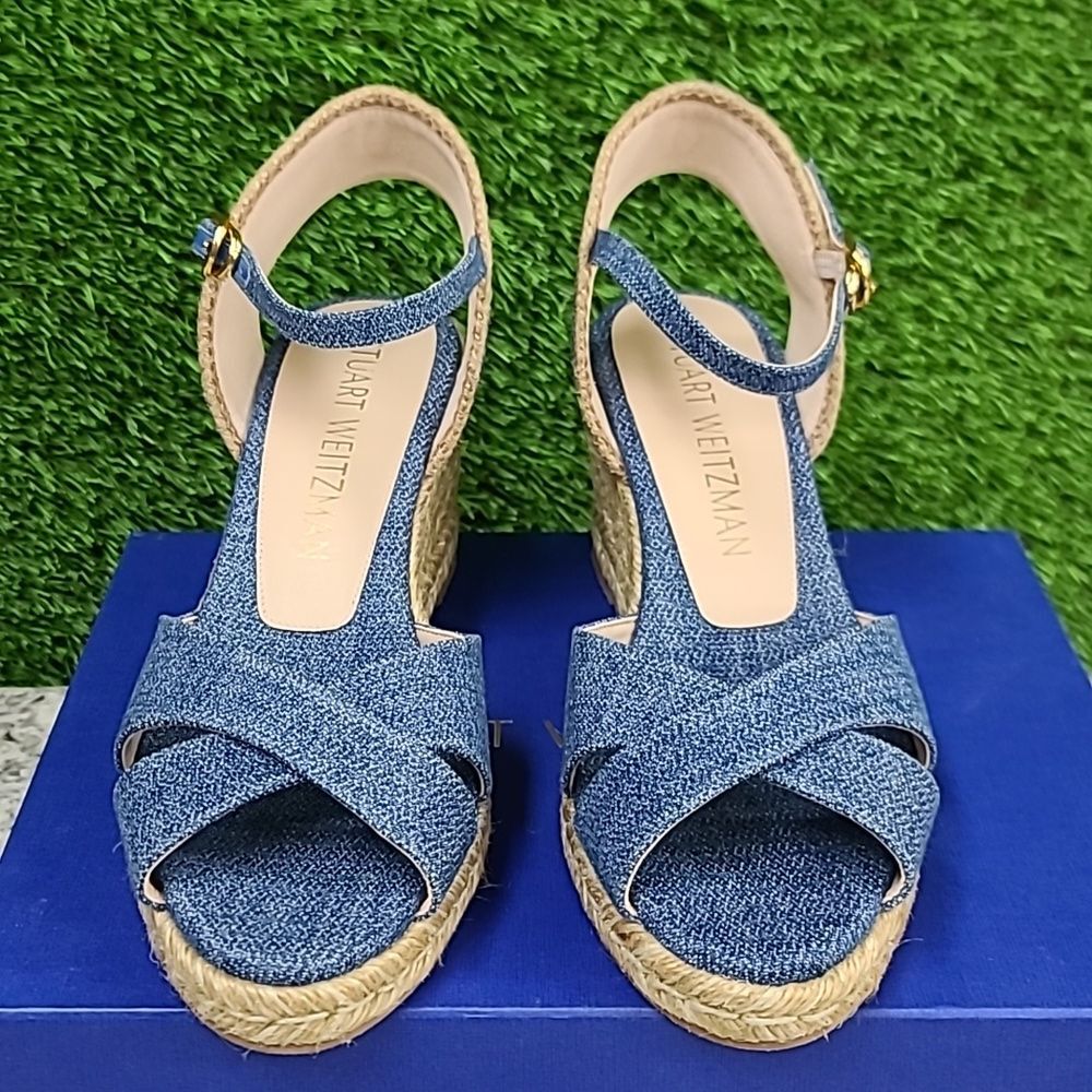 Stuart Weitzman Mirela Denim Espadrille Wedge Sandal / US 11 B NEW